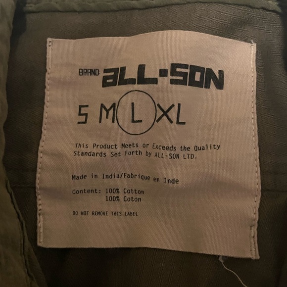 All-Son Military style long sleeve button down large shirt - Picture 3 of 9